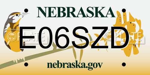 E06SZD Nebraska License Plate