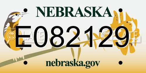 E082129 Nebraska License Plate