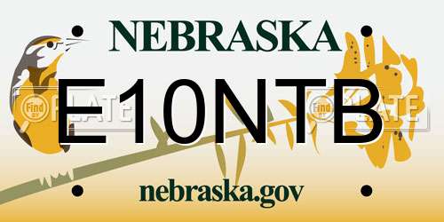 E10NTB Nebraska License Plate