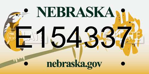 E154337 Nebraska License Plate