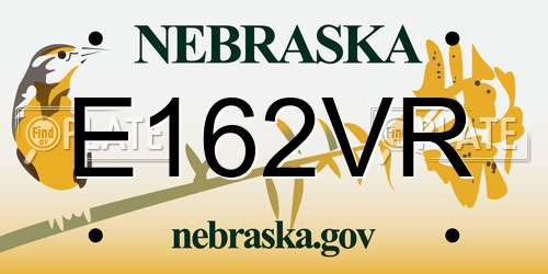 E162VR Nebraska License Plate