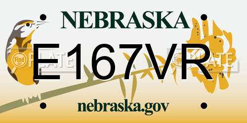 E167VR Nebraska License Plate