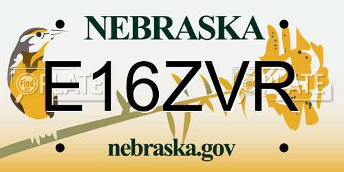 E16ZVR Nebraska License Plate