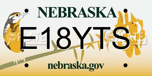 E18YTS Nebraska License Plate
