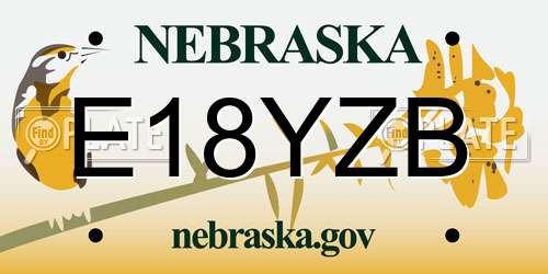E18YZB Nebraska License Plate