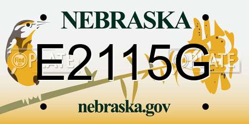 E2115G Nebraska License Plate