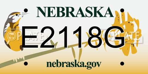 E2118G Nebraska License Plate