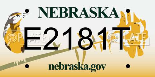 E2181T Nebraska License Plate