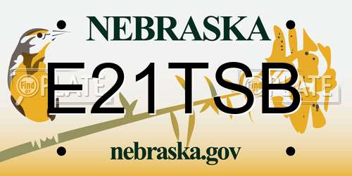 E21TSB Nebraska License Plate