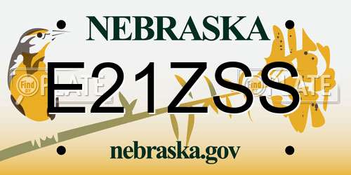 E21ZSS Nebraska License Plate