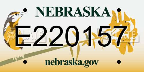 E220157 Nebraska License Plate