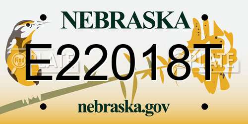 E22018T Nebraska License Plate