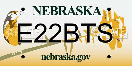 E22BTS Nebraska License Plate