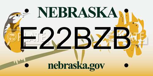 E22BZB Nebraska License Plate