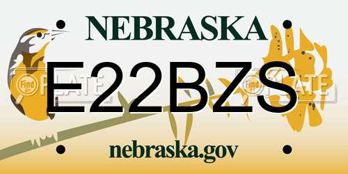 E22BZS Nebraska License Plate