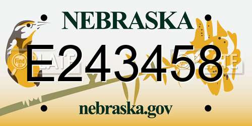 E243458 Nebraska License Plate