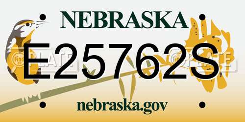 E25762S Nebraska License Plate
