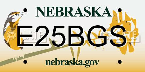 E25BGS Nebraska License Plate