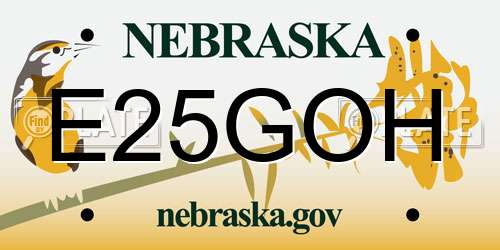 E25GOH Nebraska License Plate