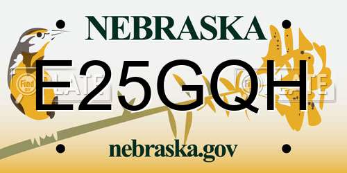 E25GQH Nebraska License Plate