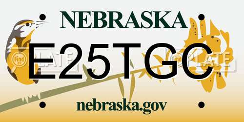 E25TGC Nebraska License Plate
