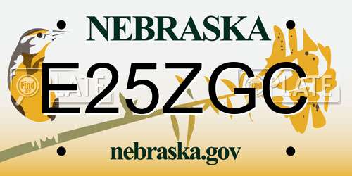 E25ZGC Nebraska License Plate