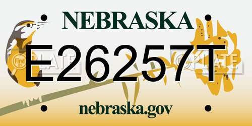 E26257T Nebraska License Plate