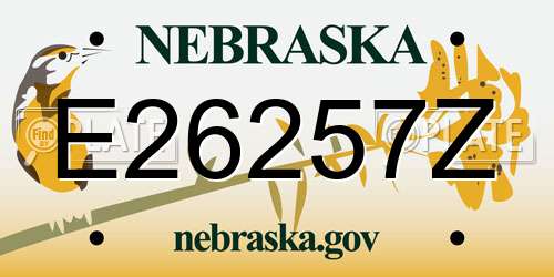 E26257Z Nebraska License Plate