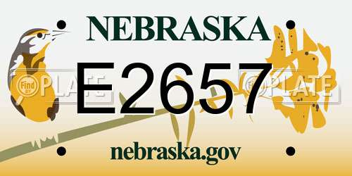 E2657 Nebraska License Plate