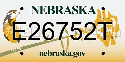 E26752T Nebraska License Plate