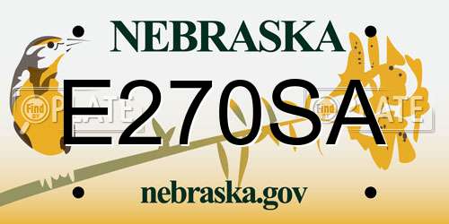 E270SA Nebraska License Plate