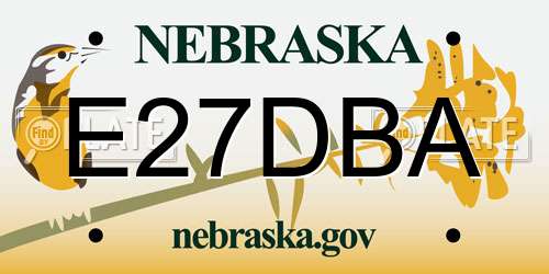 E27DBA Nebraska License Plate