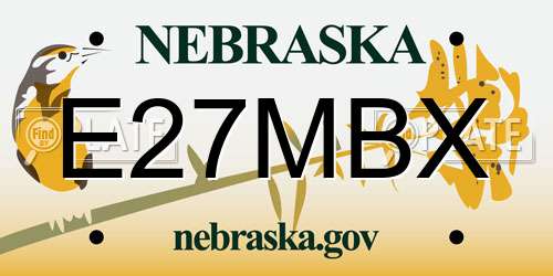 E27MBX Nebraska License Plate