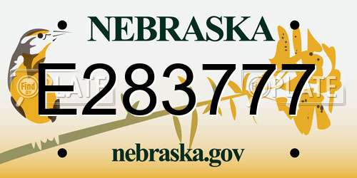 E283777 Nebraska License Plate