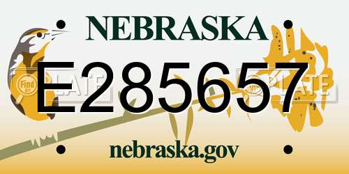 E285657 Nebraska License Plate