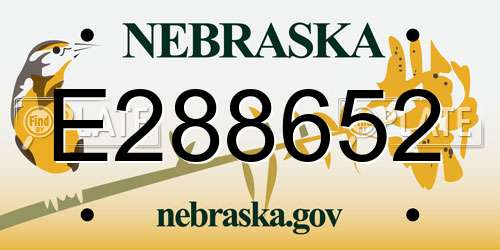 E288652 Nebraska License Plate