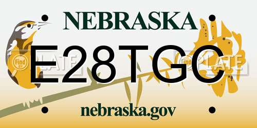 E28TGC Nebraska License Plate