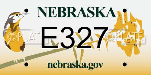 E327 Nebraska License Plate