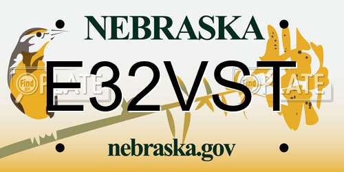E32VST Nebraska License Plate