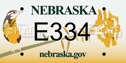 E334 Nebraska License Plate