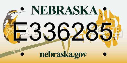 E336285 Nebraska License Plate