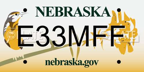 E33MFF Nebraska License Plate