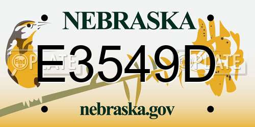 E3549D Nebraska License Plate