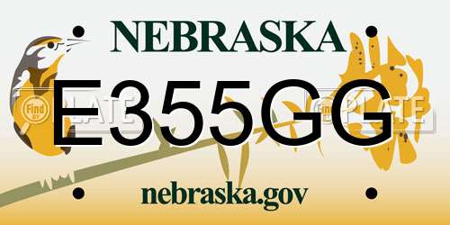 E355GG Nebraska License Plate