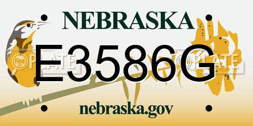 E3586G Nebraska License Plate