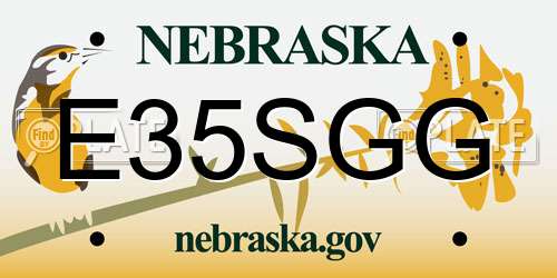 E35SGG Nebraska License Plate