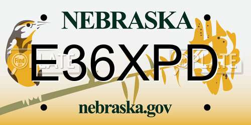 E36XPD Nebraska License Plate