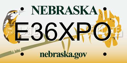E36XPO Nebraska License Plate