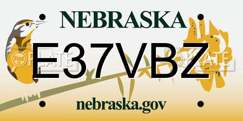 E37VBZ Nebraska License Plate