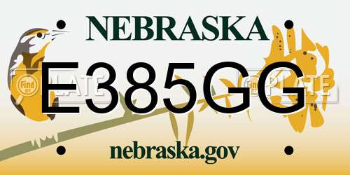 E385GG Nebraska License Plate
